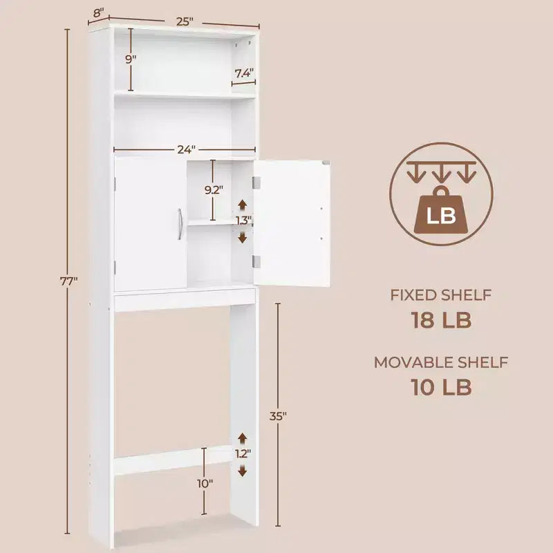 Yaheetech Free Standing Over the Toilet Storage with Doors and Open Shelves