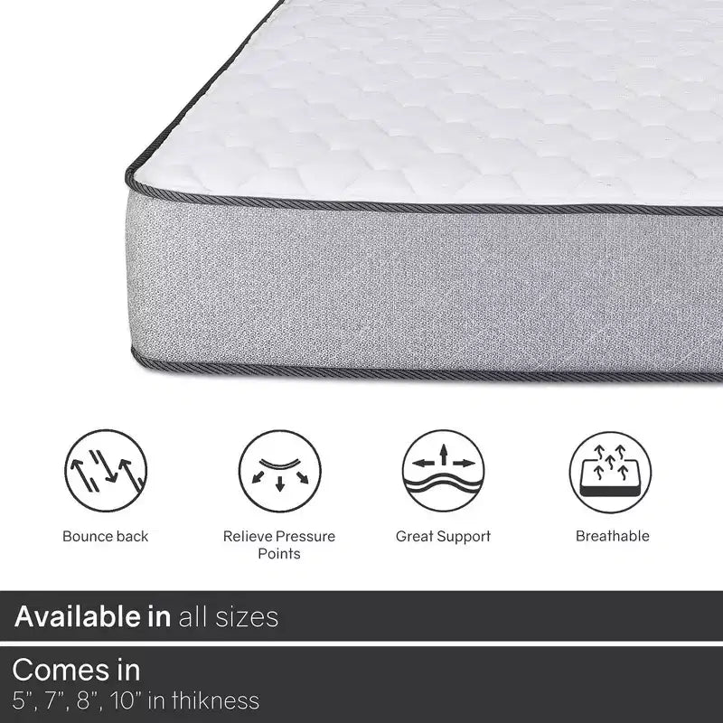 Continental Sleep, 10-Inch Medium Firm Tight top High Density Foam Mattress,
