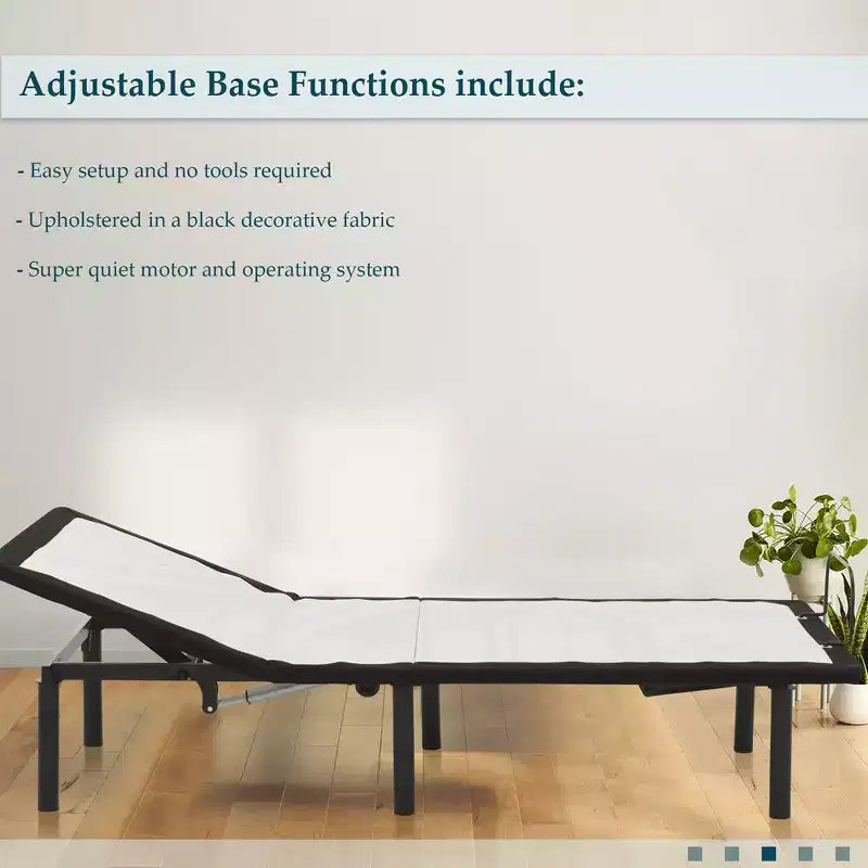 Continental Sleep, 15 Adjustable Bed Frame with Decorative Fabrics, Protective Foot Retainer Bar, 12 Patented Screw-In Durable Legs
