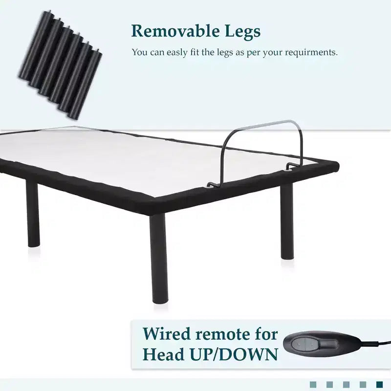 Continental Sleep, 15 Adjustable Bed Frame with Decorative Fabrics, Protective Foot Retainer Bar, 12 Patented Screw-In Durable Legs