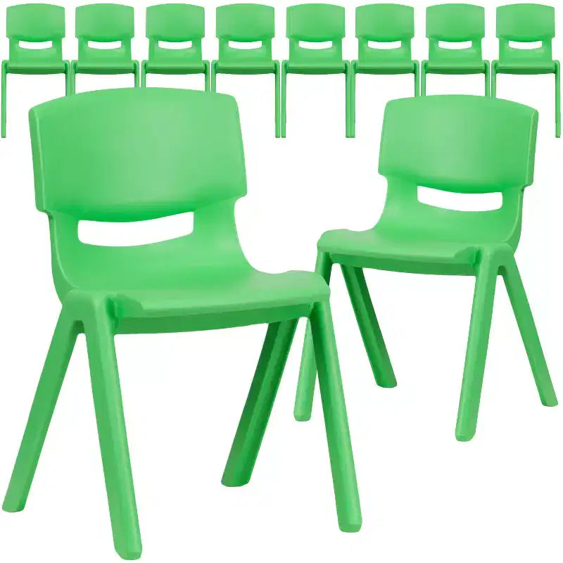 Flash Furniture 10 Pack Plastic Stackable School Chair with 13.25 Seat Height
