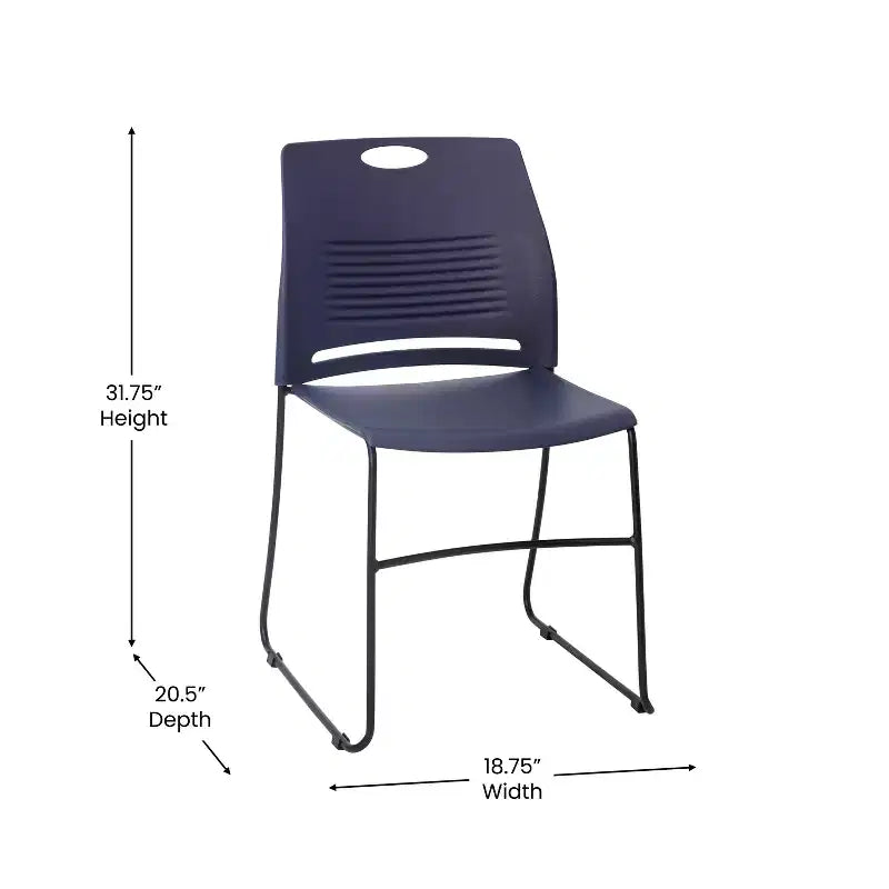 Flash Furniture HERCULES Series Commercial Grade 660 lb. Capacity Plastic Stack Chair with Powder Coated Sled Base Frame and Integrated Carrying Handle
