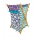 Bacati - Isabella Paisley Aqua/Lilac/Purple Laundry Hamper with Wooden Frame
