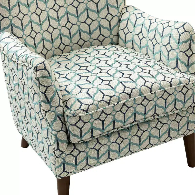 Nikolaus Comfy Living Room Armchair with Floral Fabric Pattern and Wingback| ART OF LIVING DESIGNS