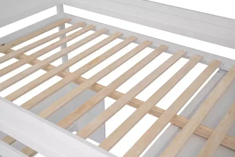 Wood Loft Bed with Wardrobes and 2-Drawer Desk with Cabinet-ModernLuxe