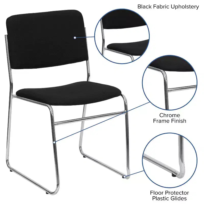 Emma and Oliver 5 Pack 500 lb. Capacity High Density Stacking Chair with Sled Base