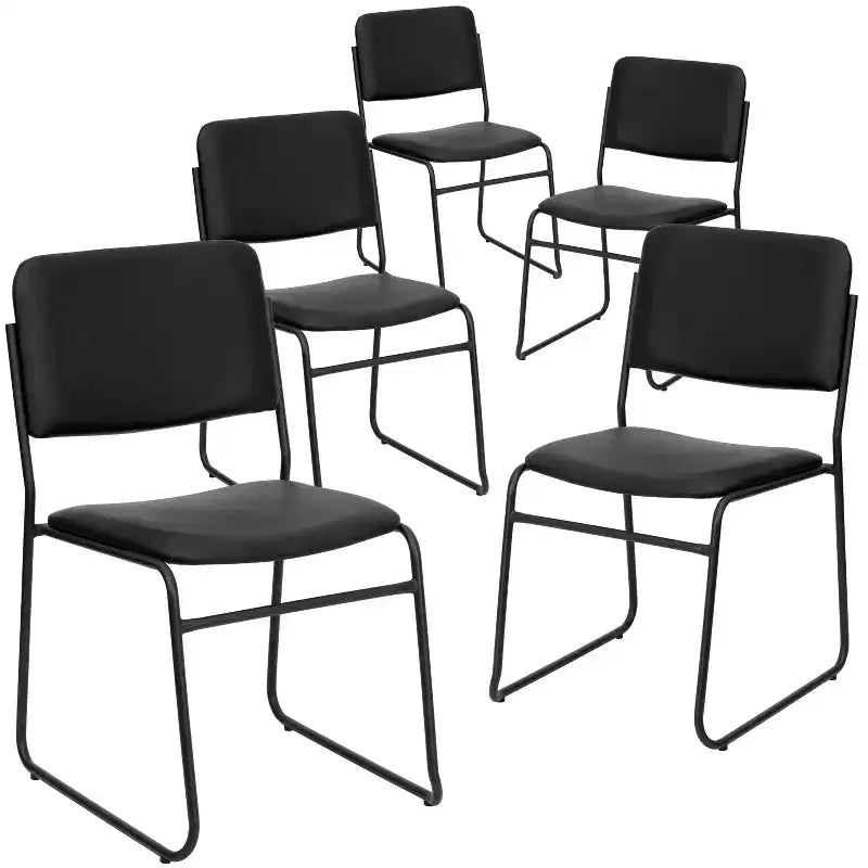 Emma and Oliver 5 Pack 500 lb. Capacity High Density Stacking Chair with Sled Base