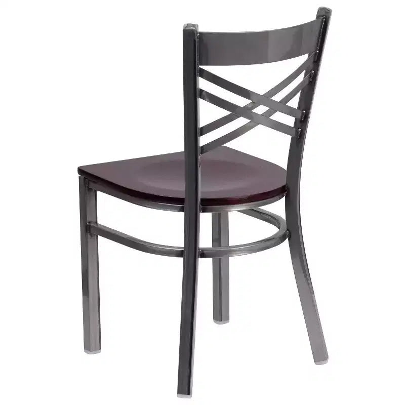 Emma and Oliver 2 Pack Clear Coated X Back Metal Restaurant Chair