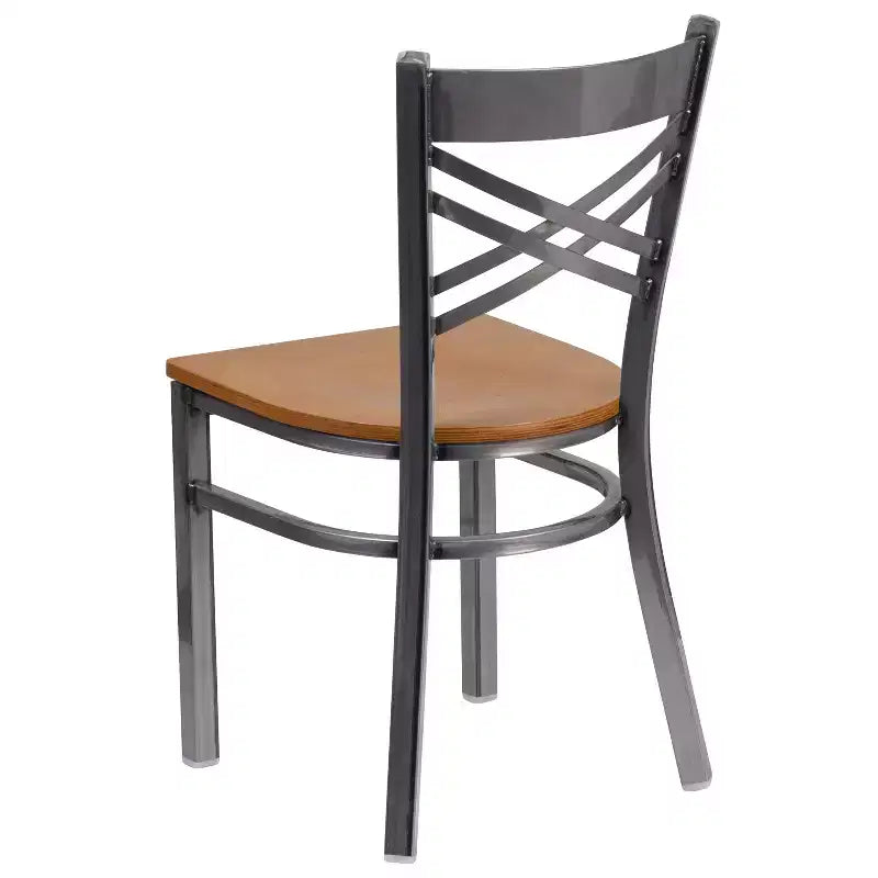 Emma and Oliver 2 Pack Clear Coated X Back Metal Restaurant Chair