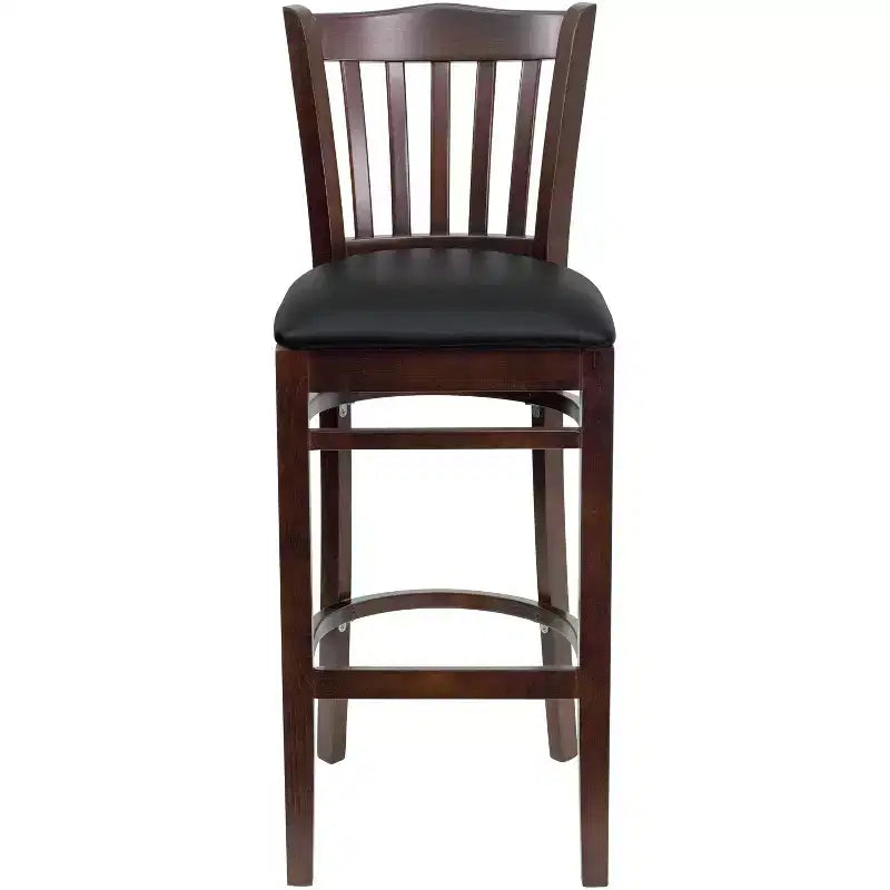 Emma and Oliver 2 Pack Vertical Slat Back Wooden Restaurant Barstool