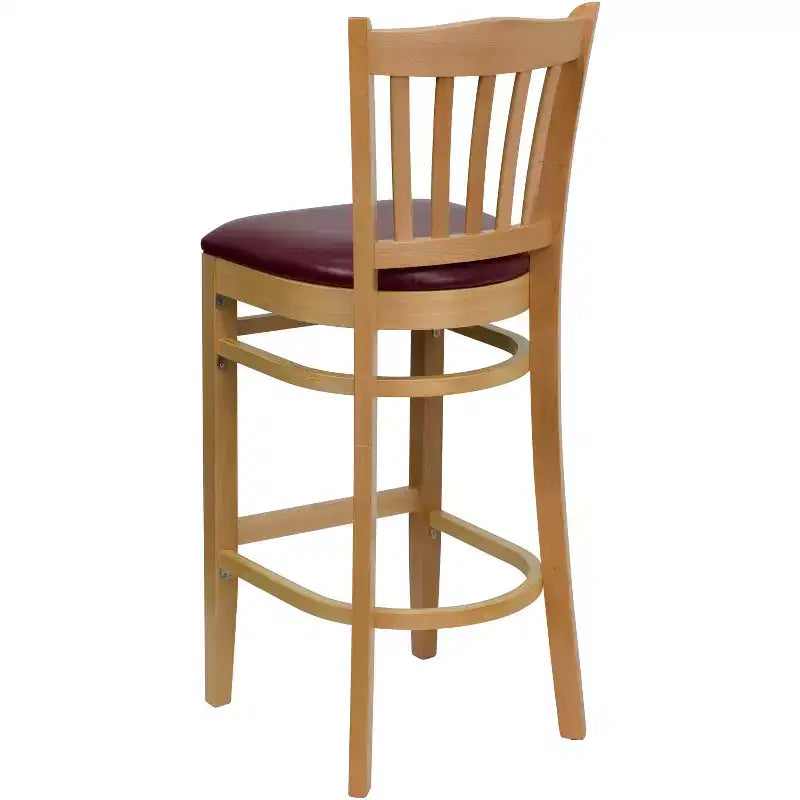 Emma and Oliver 2 Pack Vertical Slat Back Wooden Restaurant Barstool