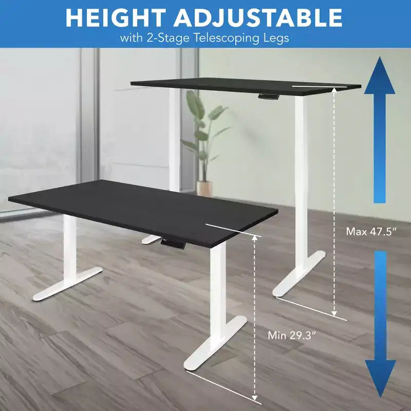 Mount-It! Electric Sit-Stand Desk with Tabletop - White / Black