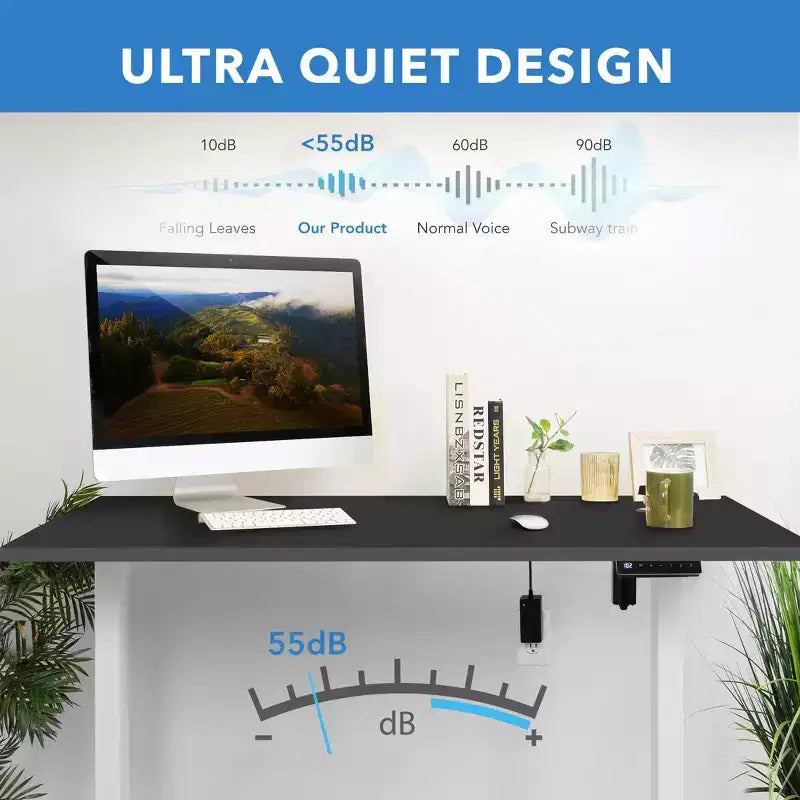 Mount-It! Electric Sit-Stand Desk with Tabletop - White / Black