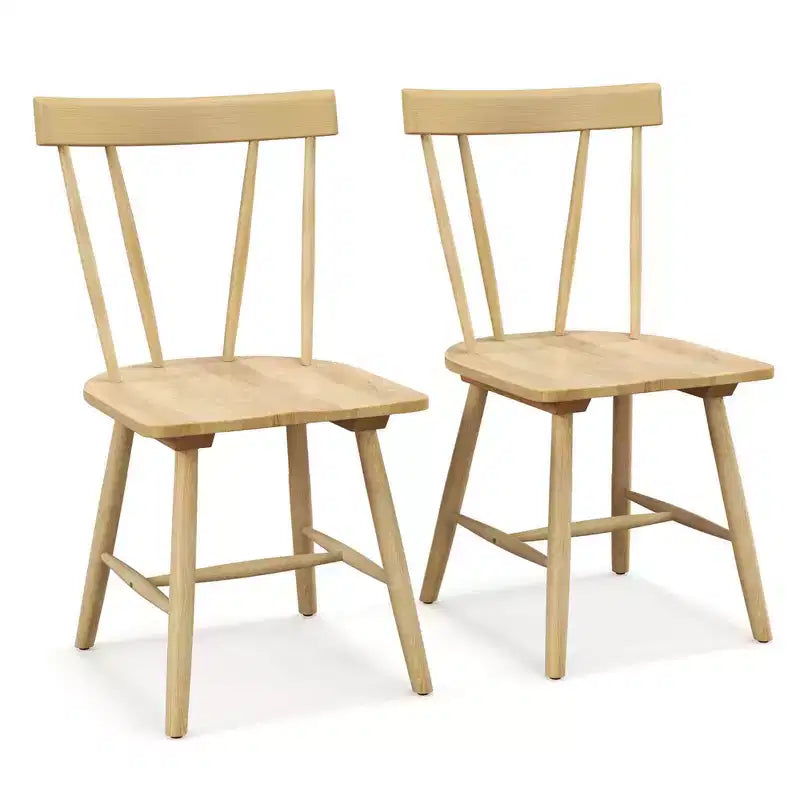Costway Dining Chairs Set of 2 Windsor Chairs Wood Armless Chairs with Solid Rubber Wood Black/White/Natural