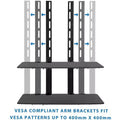 Mount-It! TV Wall Mount Shelf for Cable Box, DVD Player, AV Components and Accessories, Two Shelves, Tempered Glass Storage Bracket, Black