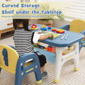 Costway Kids Table and 2 Chairs Set Activity Art Desk with Storage Shelf & Building Blocks