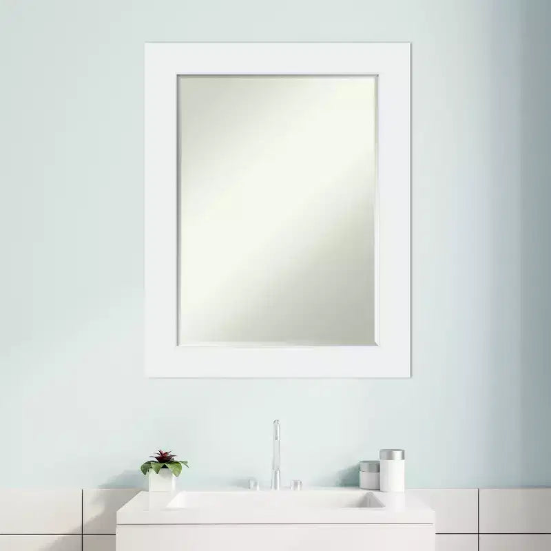Amanti Art Corvino Petite Bevel Wood Bathroom Wall Mirror