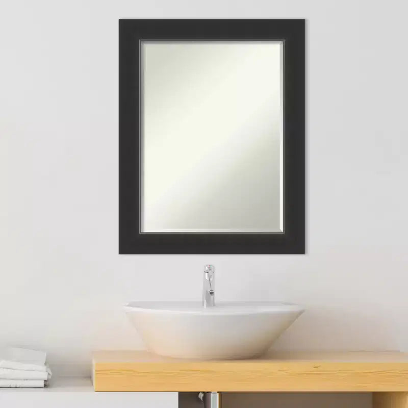 Amanti Art Corvino Petite Bevel Wood Bathroom Wall Mirror