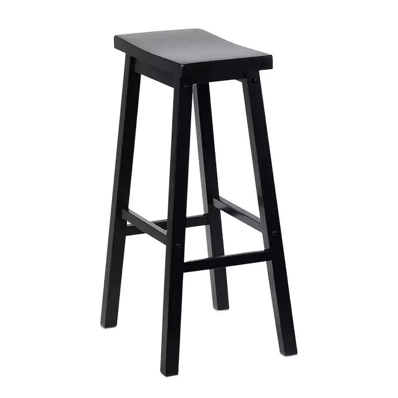 PJ Wood Classic Saddle Seat 29 Inch Tall Kitchen Counter Stools, Black (6 Pack)