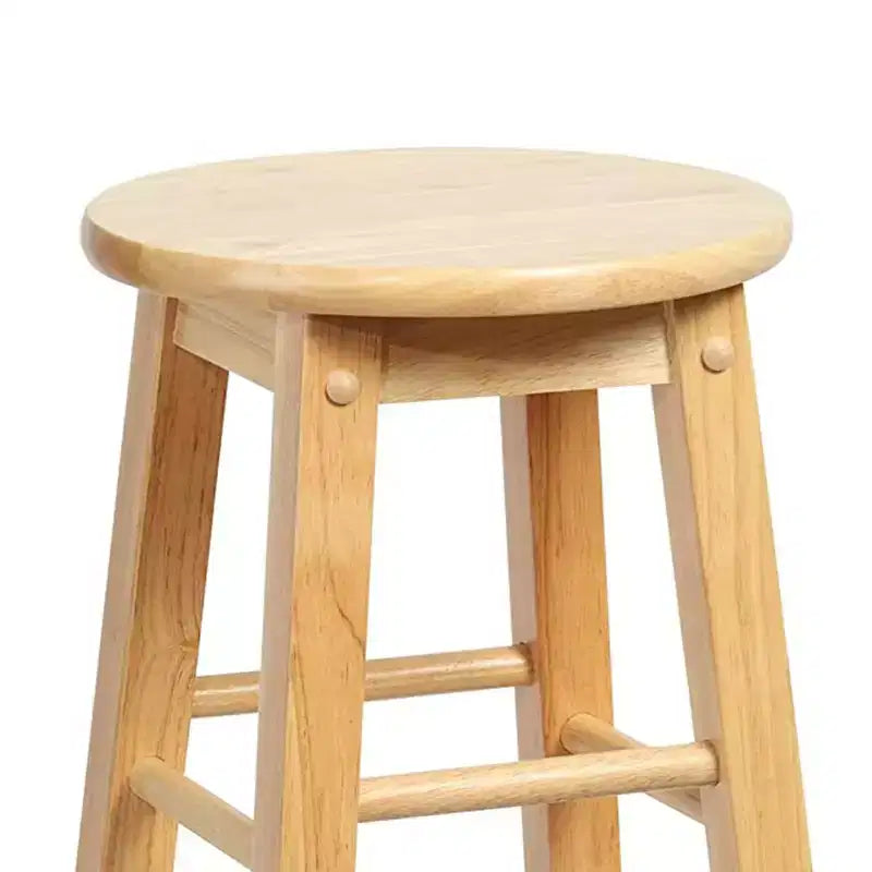PJ Wood Classic Round Seat 29 Tall Kitchen Counter Stools for Homes, Dining Spaces, and Bars with Backless Seats & 4 Square Legs, Natural (Set of 4)