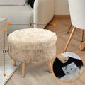 Cheer Collection 17 Round Faux Fur Stool