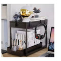 MPM 2 Pack Under Sink Shelf, Kitchen Organizers, 2 Tier Bathroom Cabinet Drawer, Multi-purpose Storage with 4 Hooks