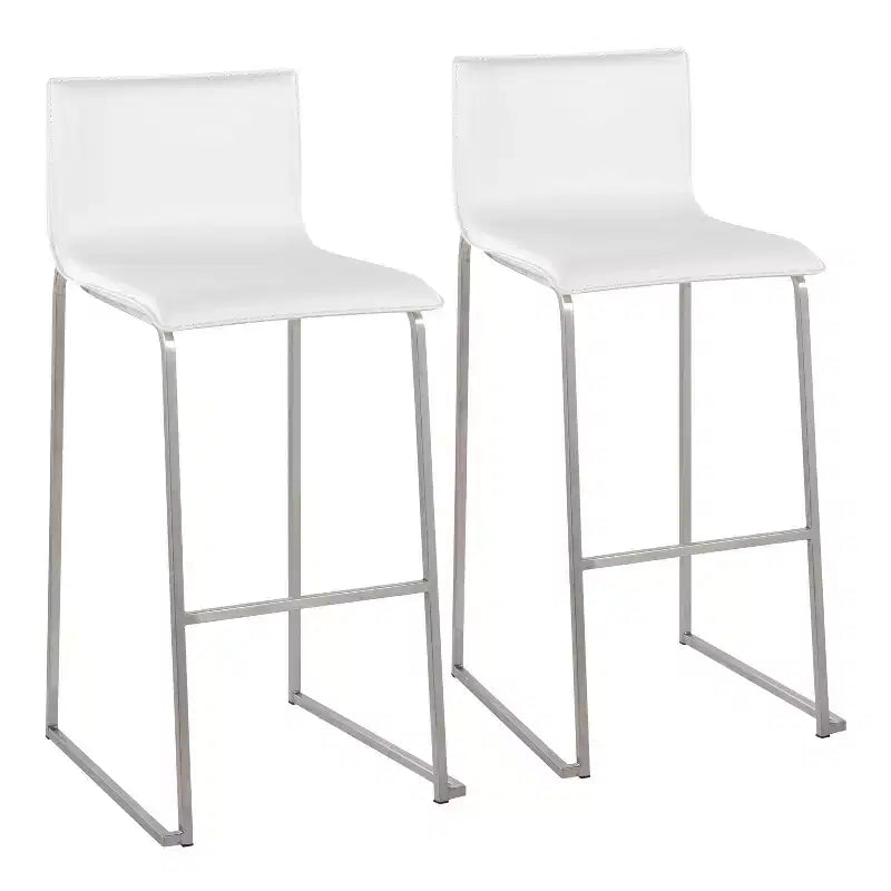 Set of 2 Mara Upholstered Barstools Stainless Steel - Lumisource