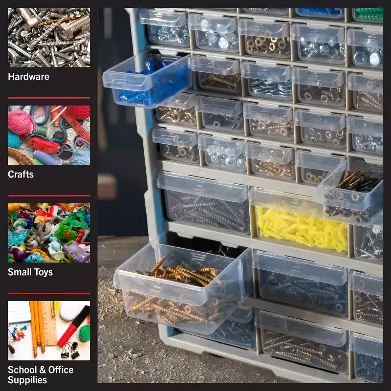 Stalwart 39-Drawer Small Part Organizer, Black