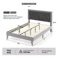 Costway Full/Queen/Twin Size Bed Frame Upholstered Platform Velvet Headboard Wooden Slats Gray