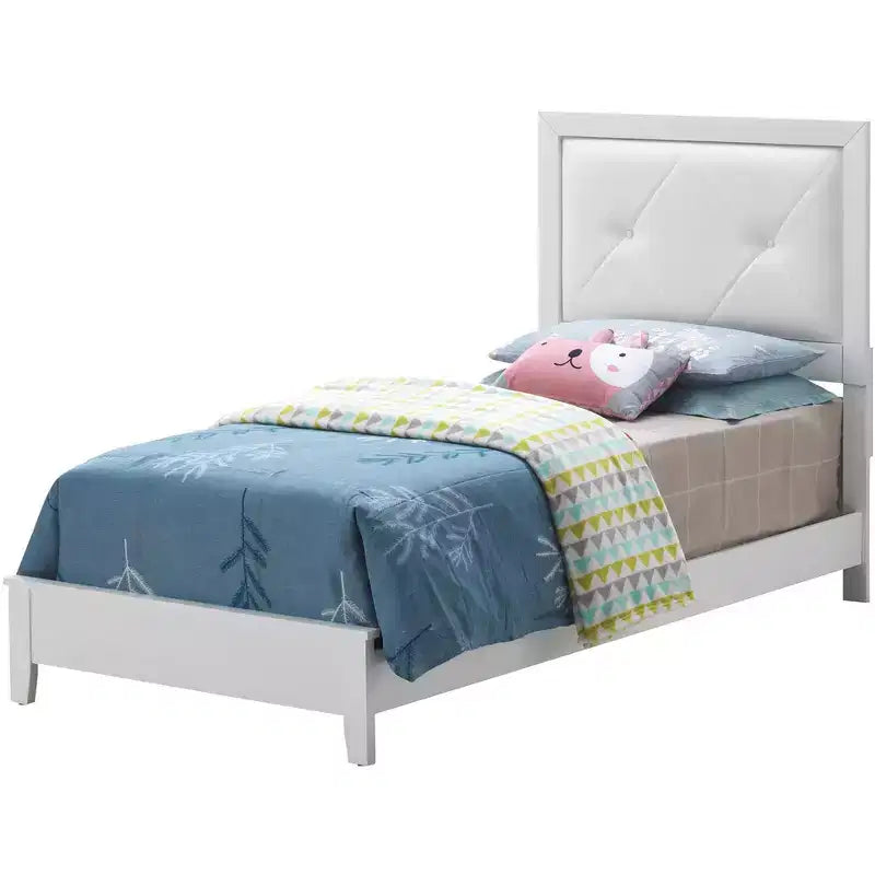 Passion Furniture Primo Tufted Faux Leather Upholstered Twin Panel Bed
