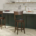 Emma and Oliver Classic Pub Style Swivel Wooden Barstool with Padded Faux Leather Seat