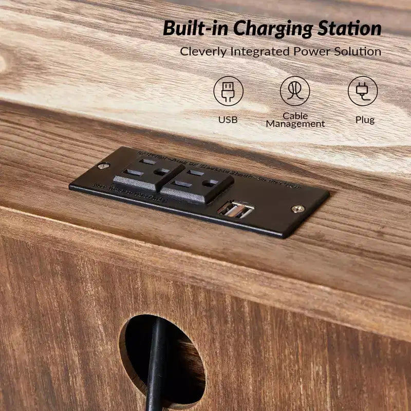 Galatea 32'' Traditional Solid Wood 3 - Drawer Accent Chest with Charging Station | HULALA HOME