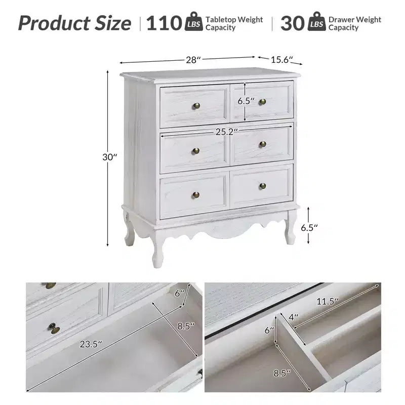Galatea 32'' Traditional Solid Wood 3 - Drawer Accent Chest with Charging Station | HULALA HOME