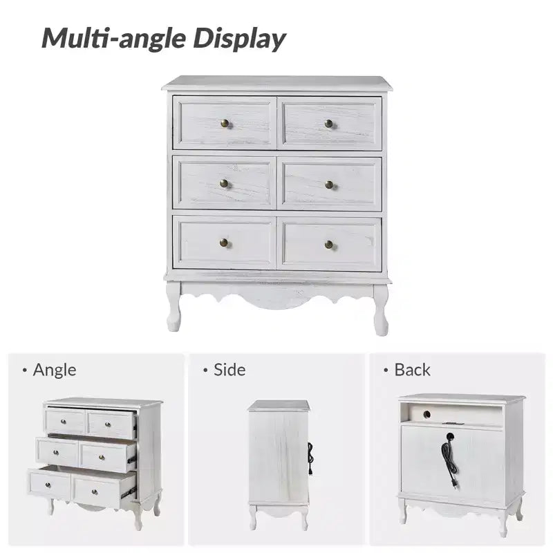 Galatea 32'' Traditional Solid Wood 3 - Drawer Accent Chest with Charging Station | HULALA HOME