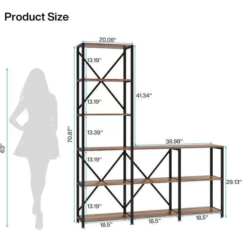 Tribesigns 70.86 Tall 9 Shelves Industrial Bookshelves