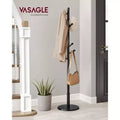 VASAGLE Solid Wood Coat Rack, Wood Hall Tree with 7 Rounded Hooks Dark Walnut