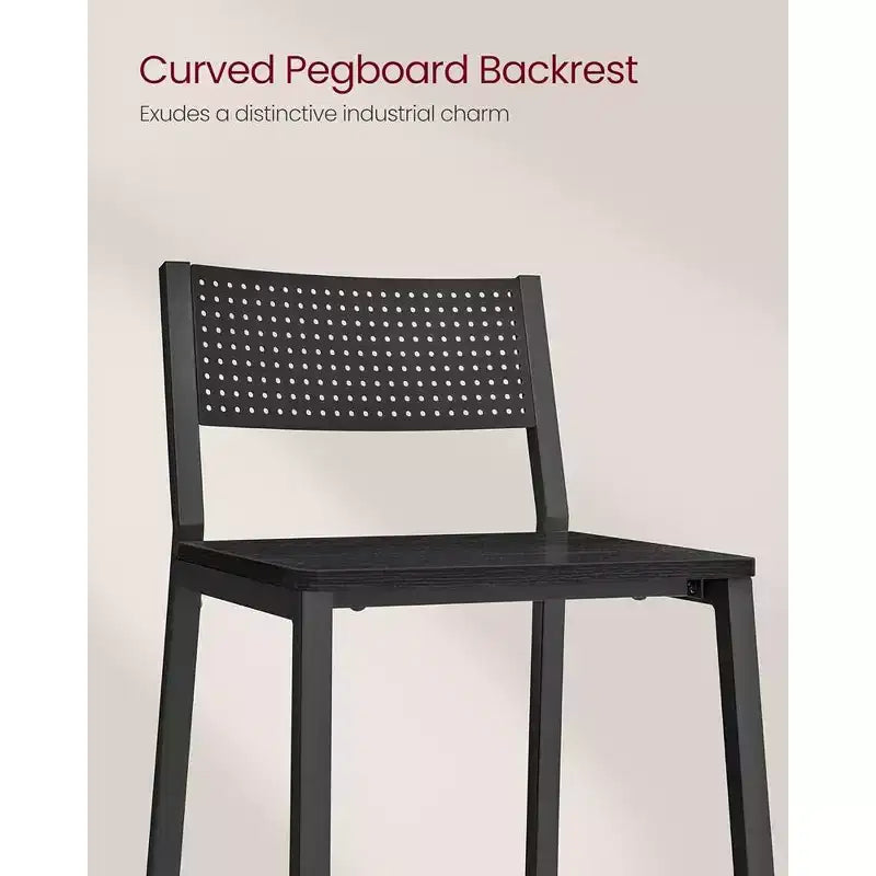VASAGLE Bar Stools, Set of 2 Bar Chairs, Tall Bar Stools with Backrest, Industrial in Party Room