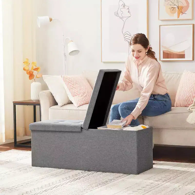 SONGMICS 43.3 Folding Storage Ottoman Bench Ottoman With Storage Chest