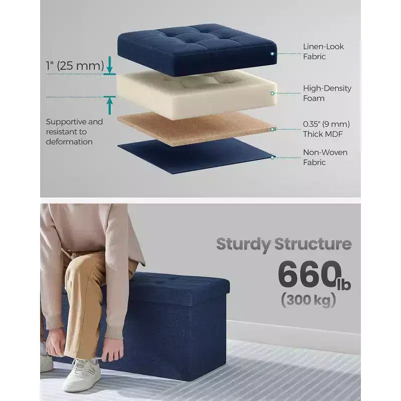 SONGMICS 43.3 Folding Storage Ottoman Bench Ottoman With Storage Chest