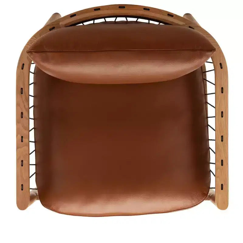 Caramel Midcentury Leather Chair - SFV4515A - Brown - Safavieh Couture