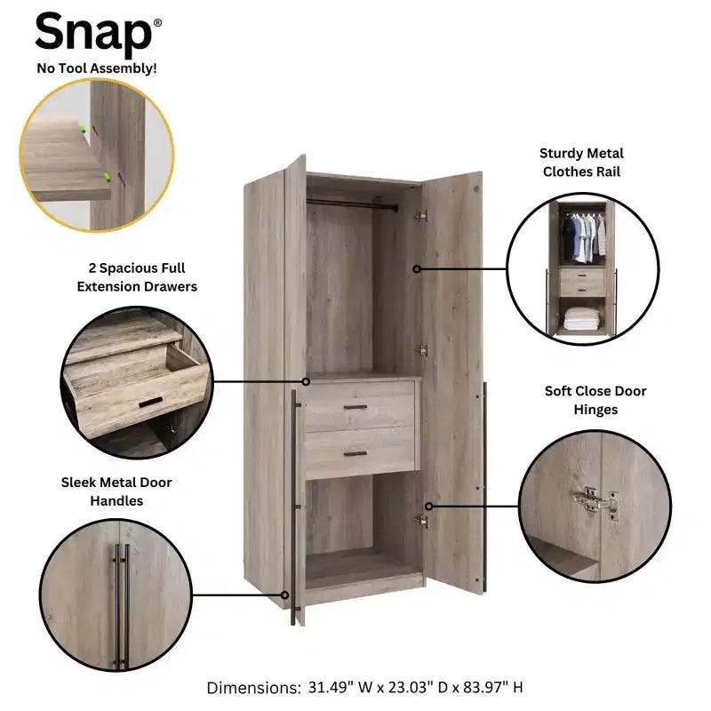 Manhattan Comfort 2pc Lee 4 Door Module Wardrobe