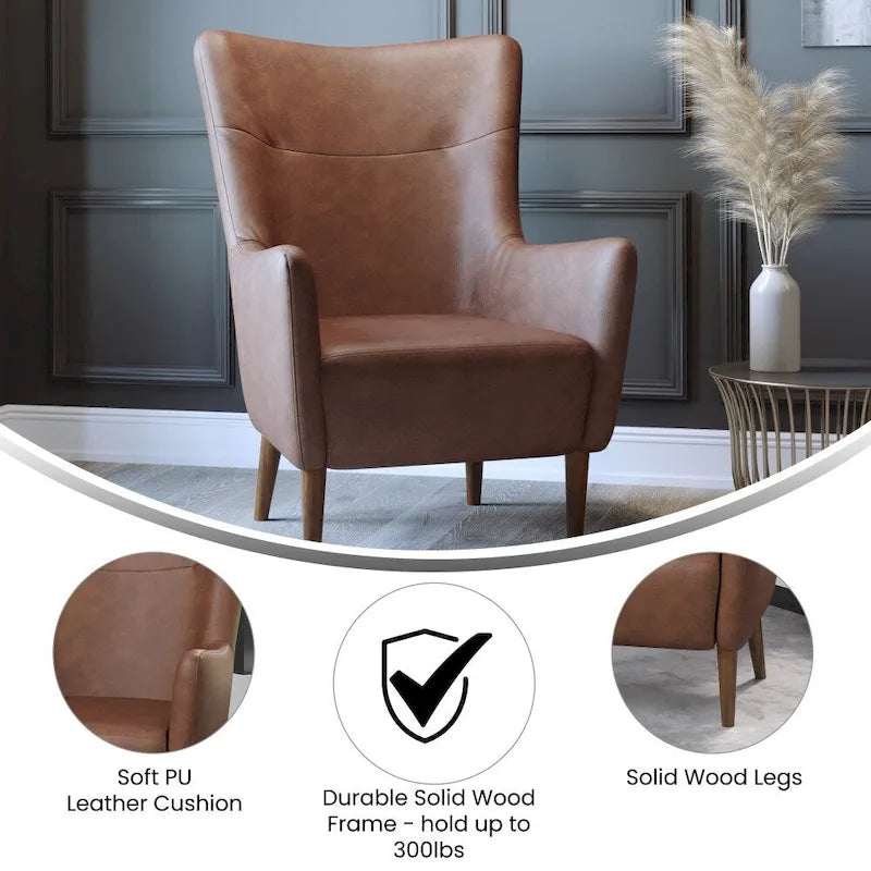 Fauteuil d'appoint crapaud commercial rembourré avec cadre et pieds en bois