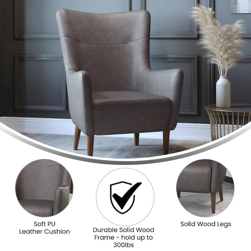 Fauteuil d'appoint crapaud commercial rembourré avec cadre et pieds en bois