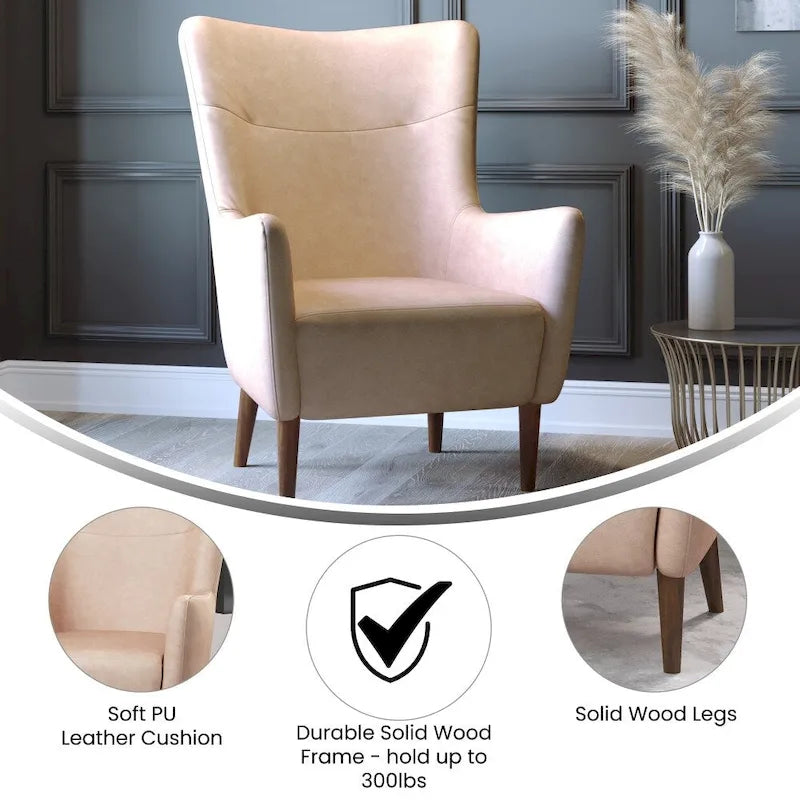 Fauteuil d'appoint crapaud commercial rembourré avec cadre et pieds en bois