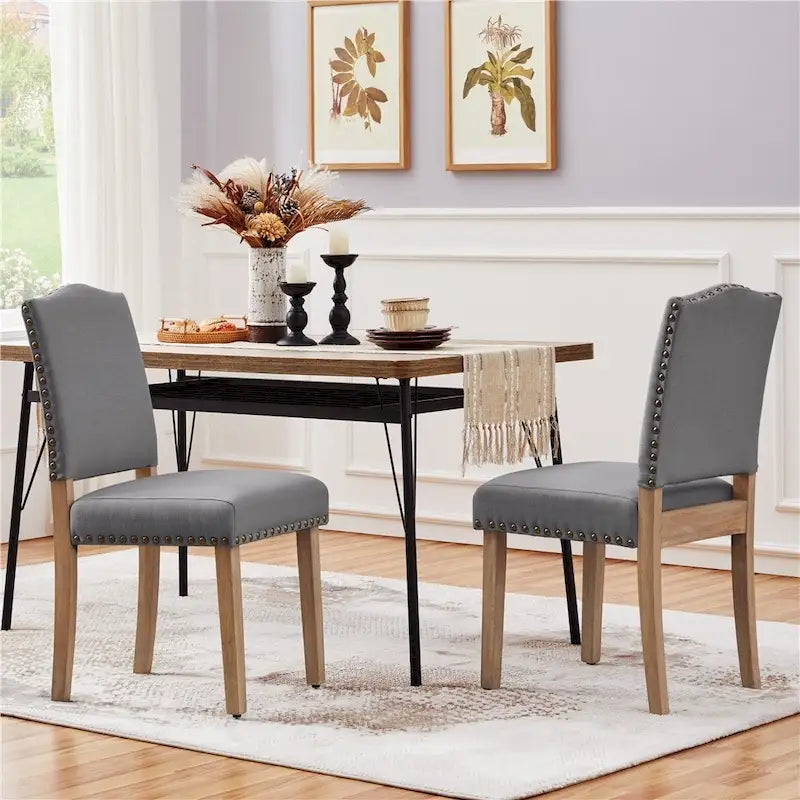 Lot de 2 chaises de salle à manger capitonnées avec clous décoratifs - 45,7 cm L x 57,1 cm l x 92,7 cm H