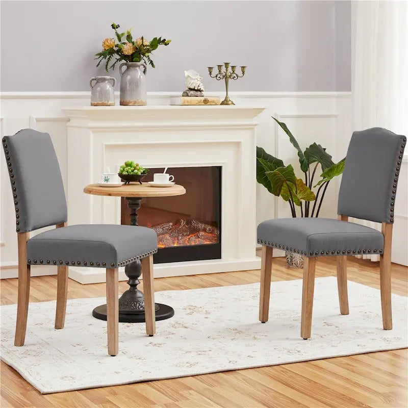 Lot de 2 chaises de salle à manger capitonnées avec clous décoratifs - 45,7 cm L x 57,1 cm l x 92,7 cm H