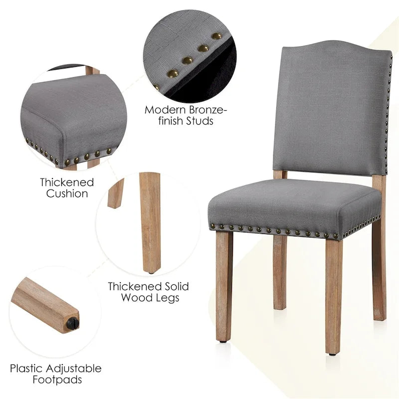 Lot de 2 chaises de salle à manger capitonnées avec clous décoratifs - 45,7 cm L x 57,1 cm l x 92,7 cm H