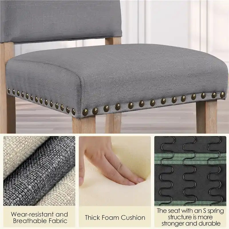 Lot de 2 chaises de salle à manger capitonnées avec clous décoratifs - 45,7 cm L x 57,1 cm l x 92,7 cm H