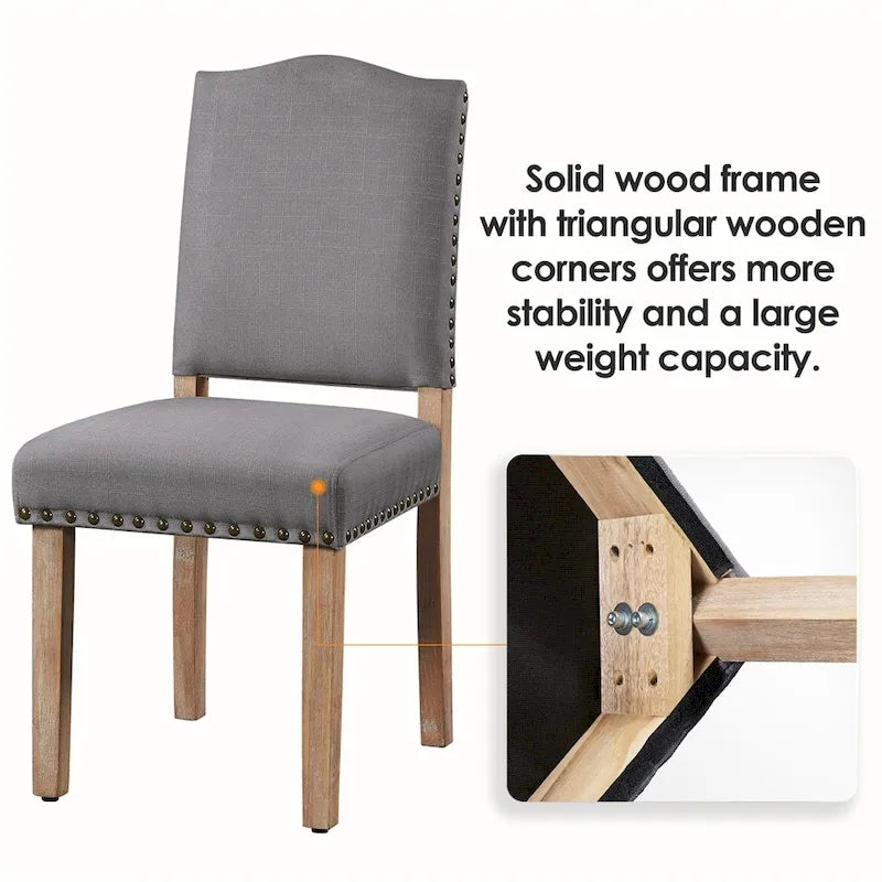 Lot de 2 chaises de salle à manger capitonnées avec clous décoratifs - 45,7 cm L x 57,1 cm l x 92,7 cm H