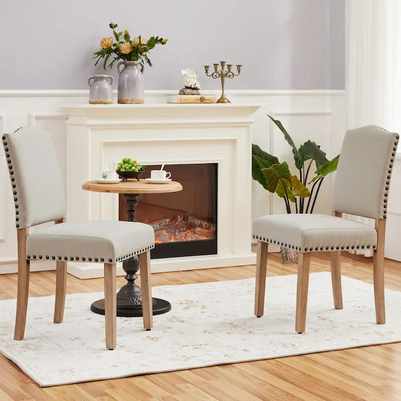 Lot de 2 chaises de salle à manger capitonnées avec clous décoratifs - 45,7 cm L x 57,1 cm l x 92,7 cm H